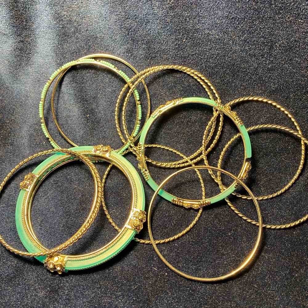 Costume Jewelry Bracelets - 3 Solid / 6 Rope like / 3 Turquoise